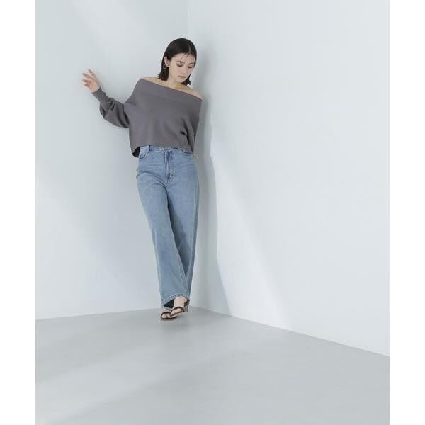Beauty Cropped Knit Red [Natural Basic] Off-the-Shoulder Sweater,