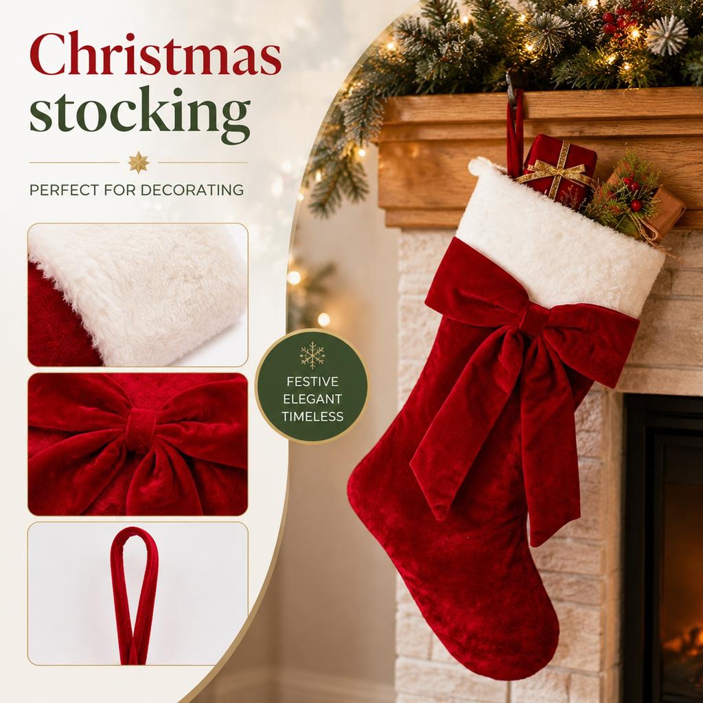 Christmas Stocking Gift Bag with Large for Fireplace Hanging Decoration and Kids Candy Treats