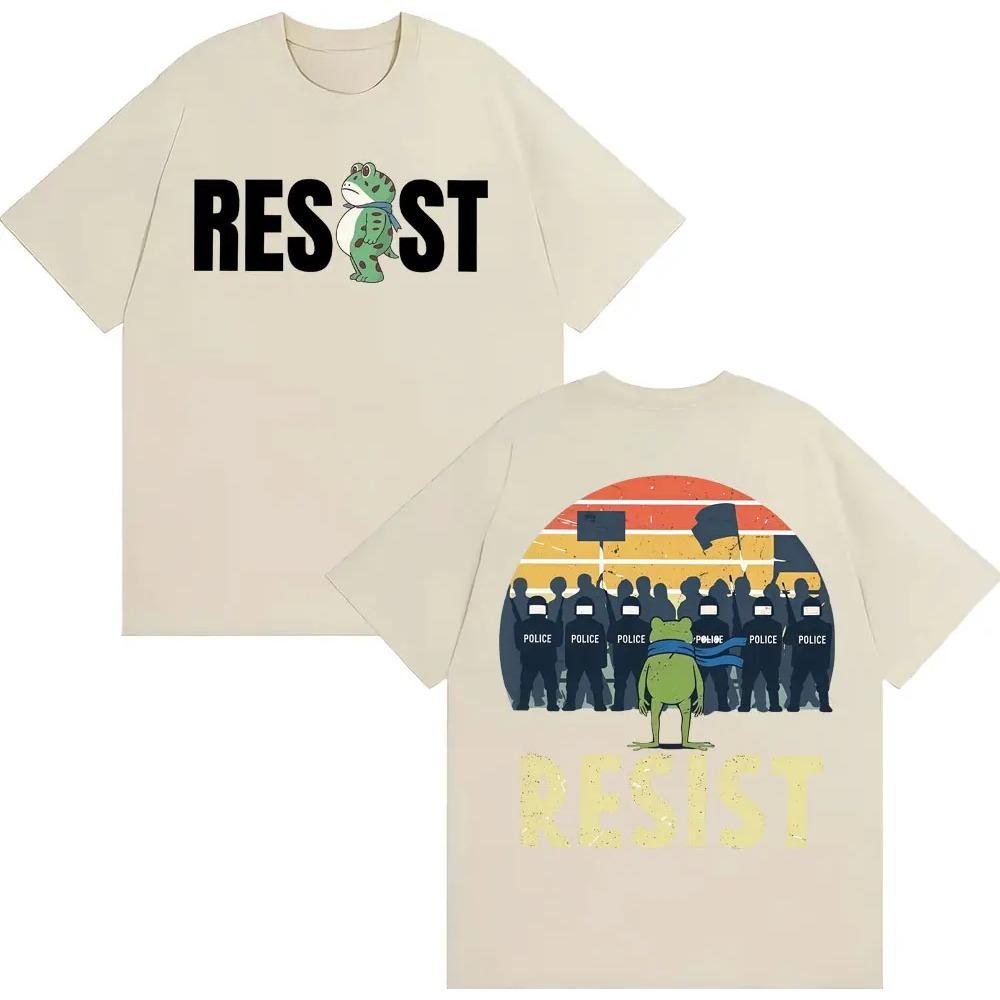 Portland Frog Protest Anti ICE Resist Funny Meme T Shirt Unisex Trend High Street T-shirts Casual Comfort Cotton T-shirt
