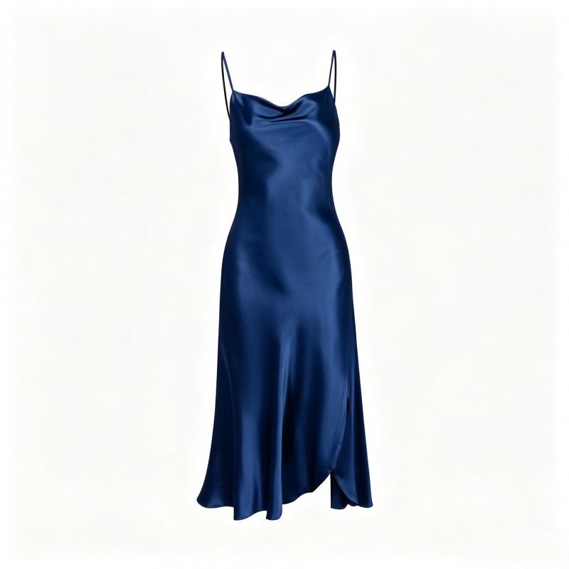 19mm Heavyweight Silk Slip Dress Women 100% Pure Mulberry V-Neck Sleeveless Nightgown With Side Slit