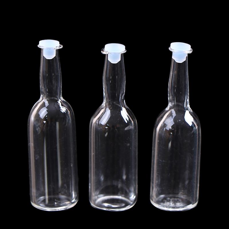 3Pcs 1: 12 Dollhouse Miniature Glass Bottle Kitchen Living Room Accessories
