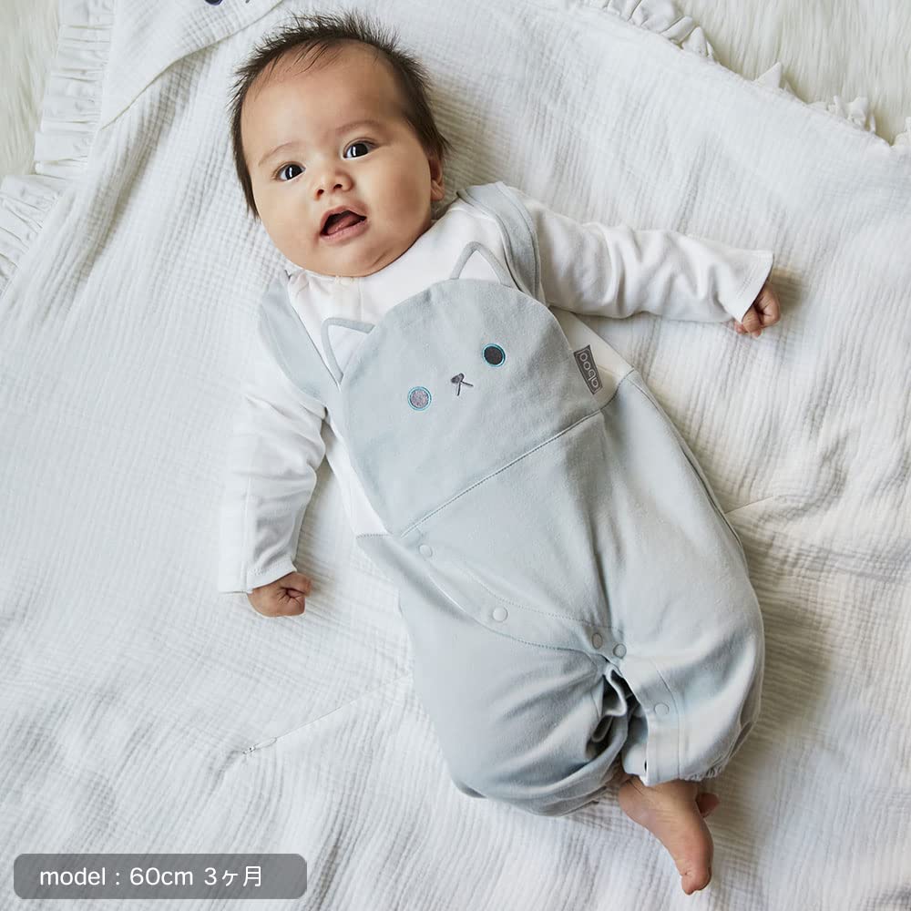 aboo with Interchangeable Crotch Animal Baby Baby Shower Gift 2-Way Dressall/Coverall Snaps, Motif, Scratch-Resistant, 100% Cotton, Boxed, Clothes,