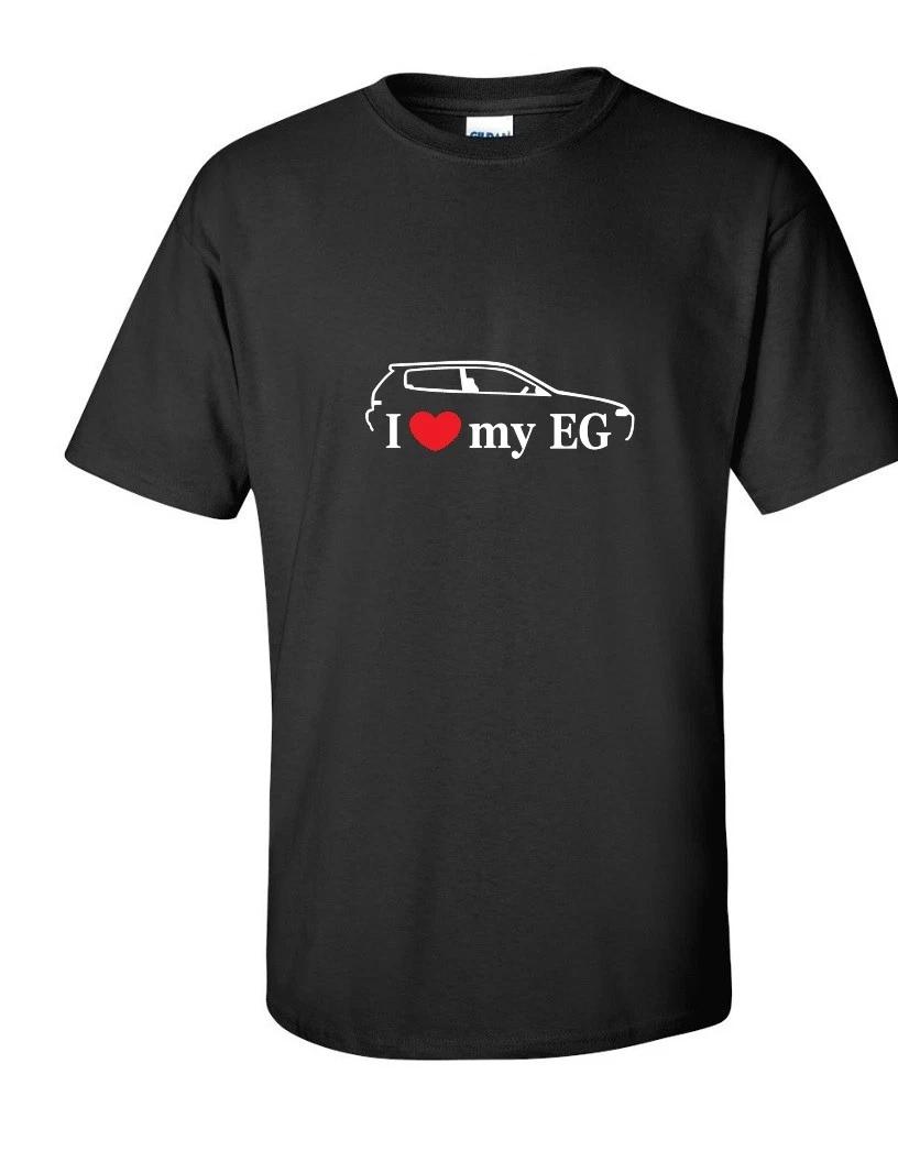 

I Love MY EG Cars Hatchback Honda White Red Black Cotton T-Shirt S-5XL 2XL