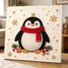Premium Framed Pearl Art Kit with Cute Penguin and Snowflake 5D Sparkling Bead Canvas DIY Relaxing Craft for Home Wall Decor Gift