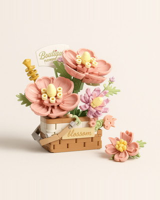 Flower Succulents Building Blocks Bag Eternal Basket Bonsai Garden Romantic Bricks DIY Potted Plants Model Kids Kit Toy For Girl