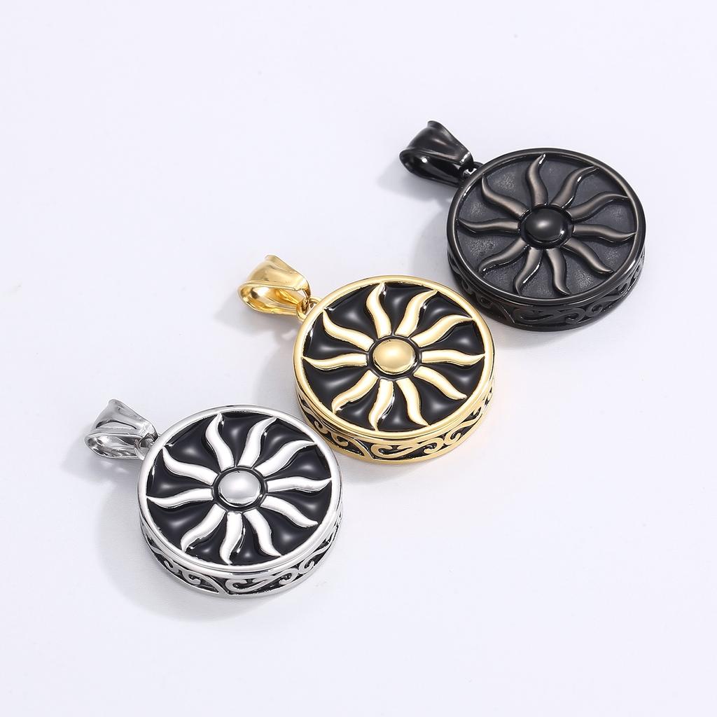 Vintage Sun God Pendant Twist Chain Necklace Men's Punk 316L Stainless Steel Apollo Amulet Pendant Fashion Myth Jewellery