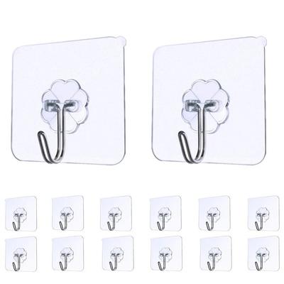 10 Pcs Heavy-Duty Wall-Hanging Hooks, Punch-Free and Sticky Wall-Mounted, Ideal for Kitchen and Bathroom Organization, Transparent Load-Bearing Hooks