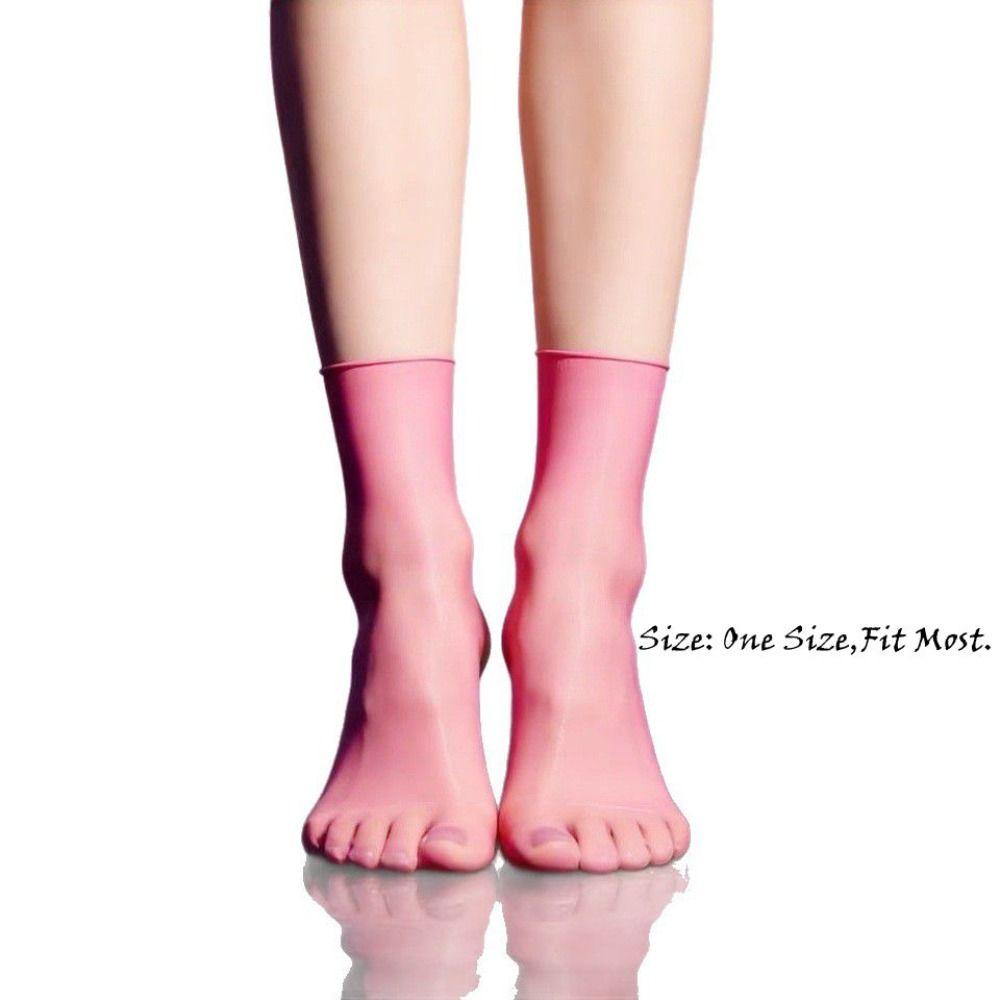 Breathable Satin Shiny Oil Glossy Socks Solid Color Short Socks New Costume Party Socks