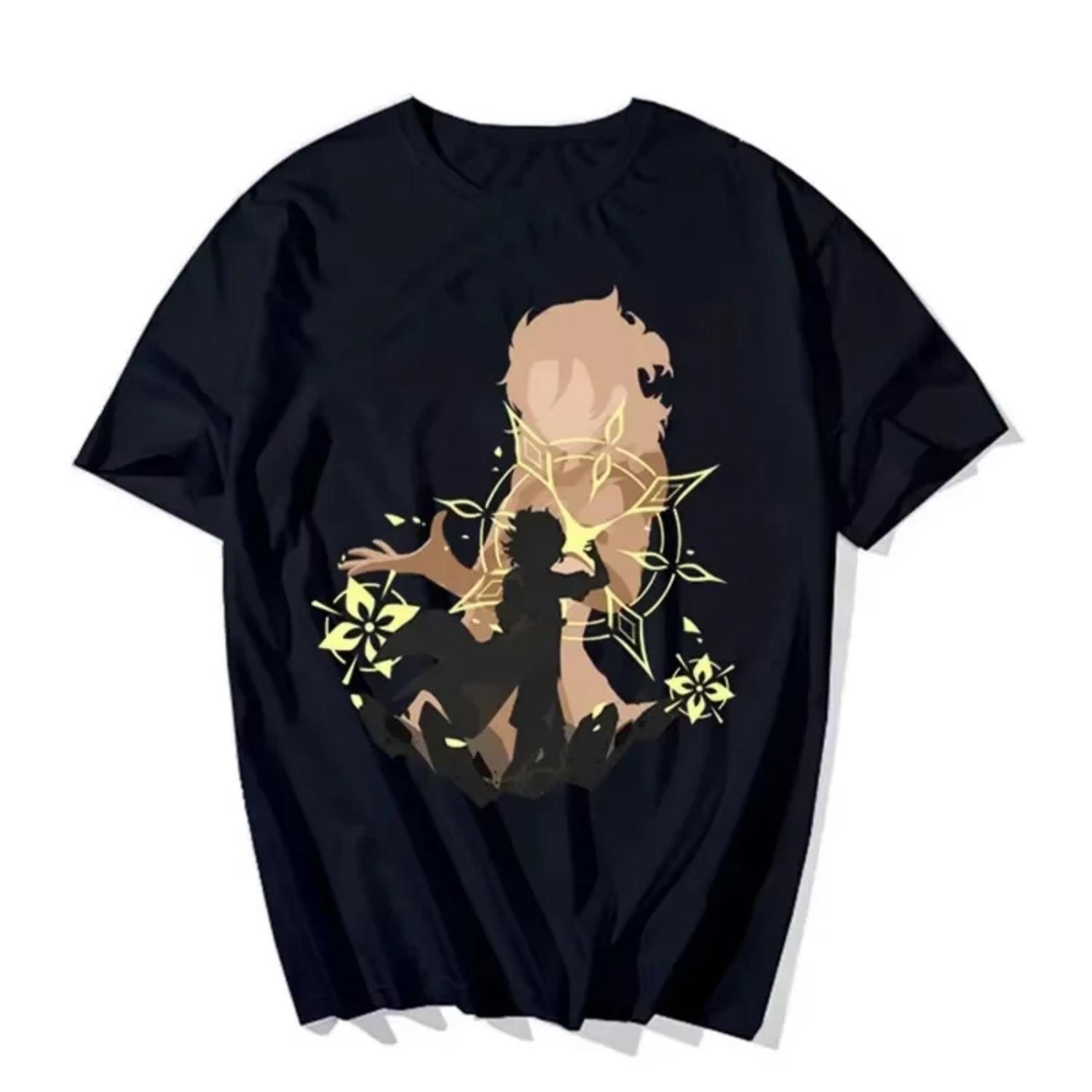 

Genshin Impact Print Women T-shirt Cartoon Albedo Yan Fei Hu Tao Graphic Short Sleeve T Shirt O-Neck Streetwear Y2k Clothing Top S