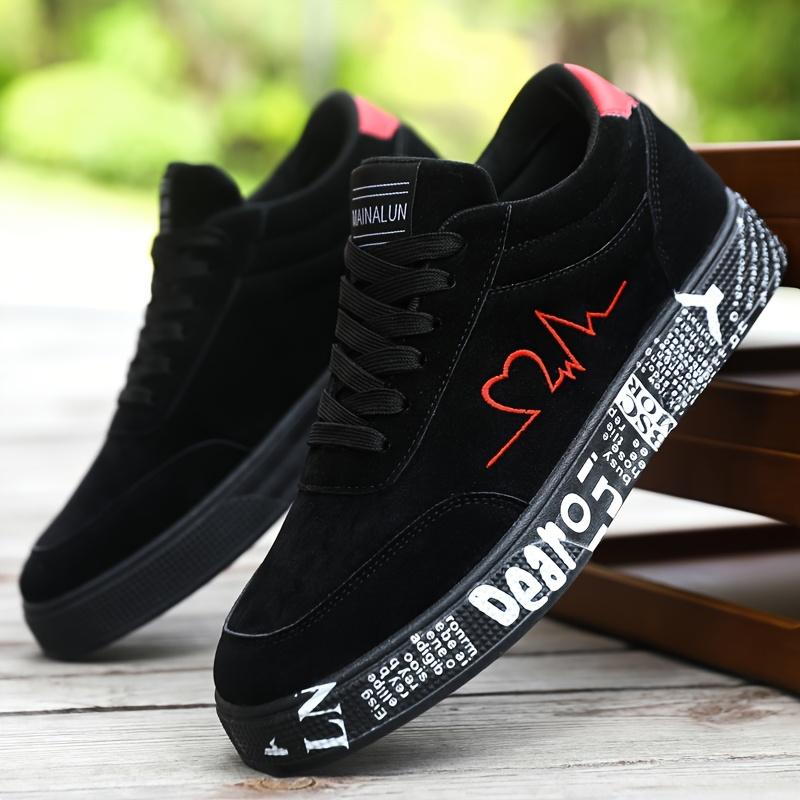 1 Pair of Fashionable Sports Shoes - Soft Rubber Sole, Heart-shaped and Music Pattern Design, Casual Street Shoes for Couples, Valentine'S Day