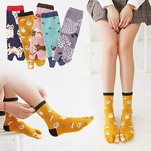 2 Toe Hard to Take 2 Toe Odor One Size Fits Mid Sweat Quick Drying of 5 Pairs in 5 [MgDa] Women's Socks, Off, Socks, Breathable, Resistant, Tabi,