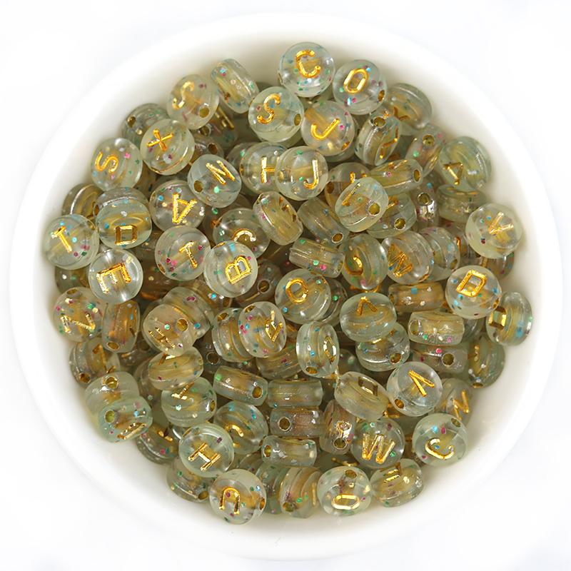 100pcs 7mm Multicolor Acrylic Alphabet Beads Heart Numbers Letter Loose Beads For Jewelry Making DIY Bracelets Gift Wholesale