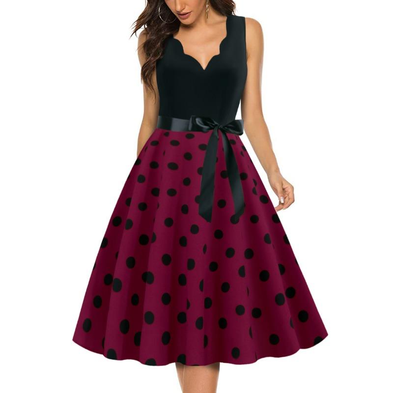 JPNTKY Moda Estiva Primaverile Senza Maniche Scollo a V Abiti Casual