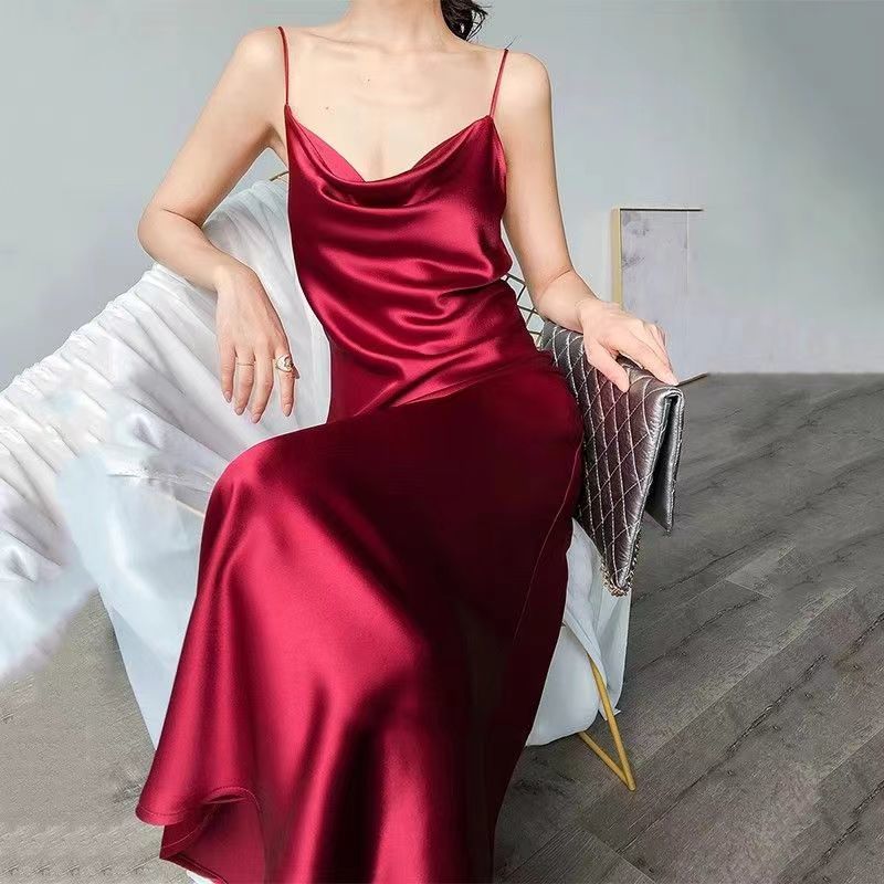 Red Hip-hugging Suspender Dress for Women Summer Sexy Club Party Evening Dress Famle Long Skirt Y2k Clothing