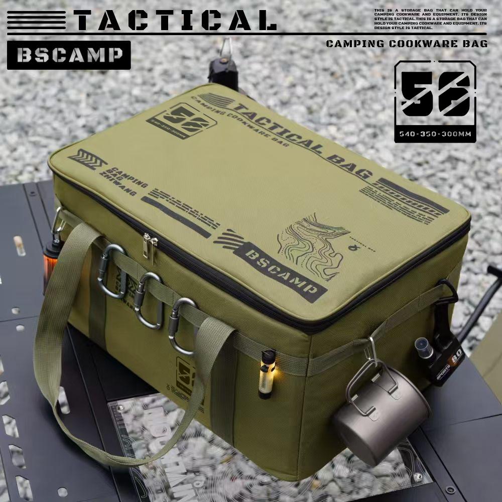 30L/42L/56L Insulated Waterproof Camping Bag Foldable Outdoor Picnic Tableware Storage Box Large Capacity Field Cookwar