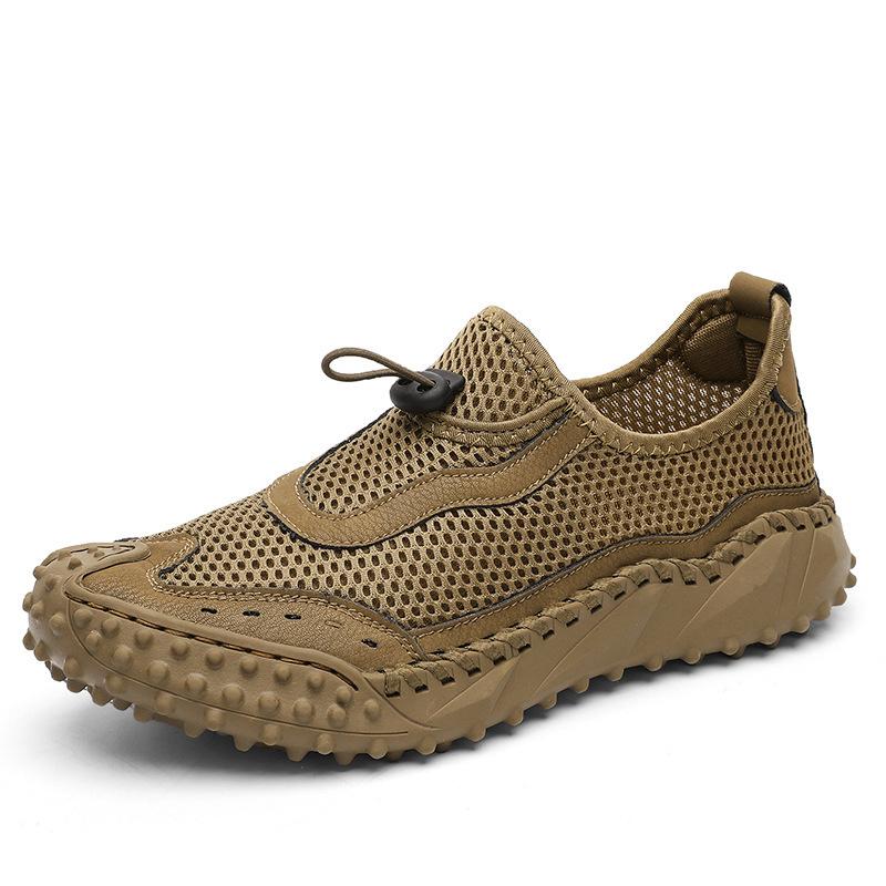 

Большие размеры, мужские повседневные одинарные туфли на весну, осень и лето, модные сетчатые дышащие и удобные походные туфли на открытом воздухе, сетчатые туфли 38 хаки