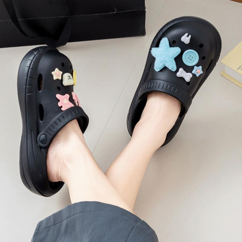 Cute Diy Decor Eva Clogs Women Platform Sandals Hollow Out Closed Toe Summer Slippers Woman Fashion Soft Sole Beach Sandals 2025