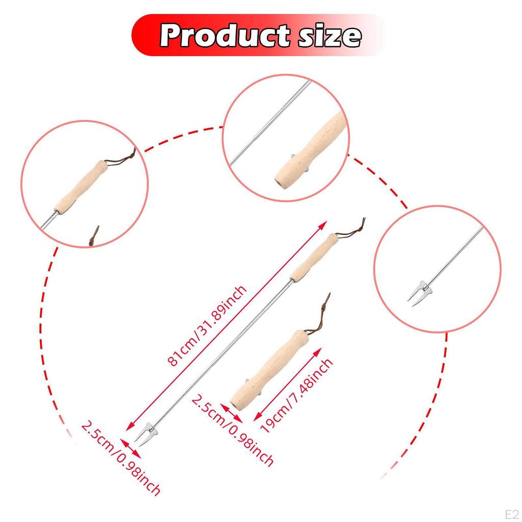 Dog Roasting Fork Chicken Wing Skewer Extendable 32 inch for Camping Heavy Duty Grill