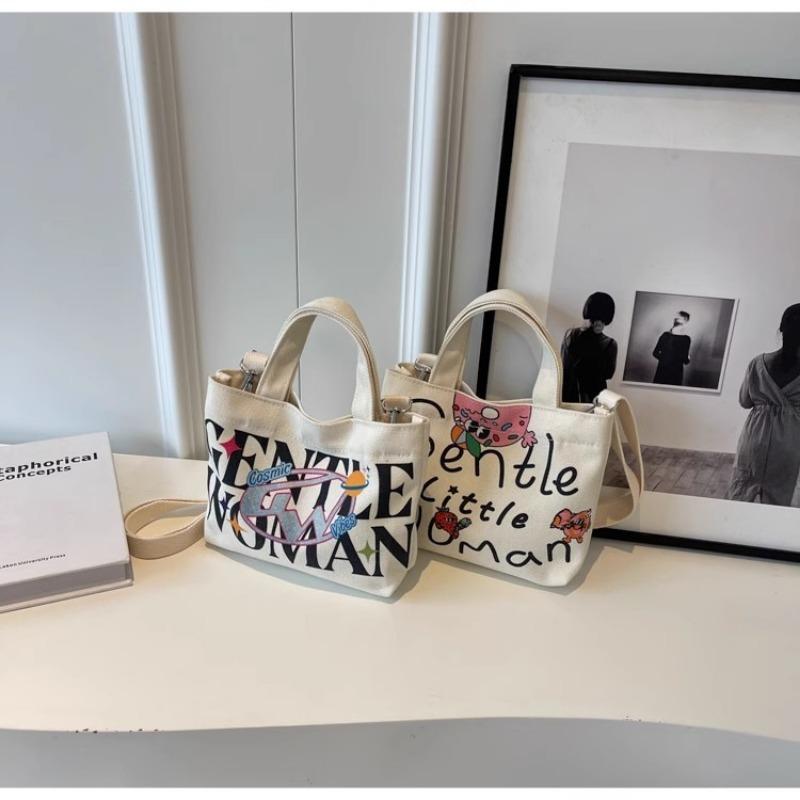 New Large Capacity Shoulder Bags Fashion Letter Painted Canvas Crossbody Bags Tote Bags Birthday Gifts