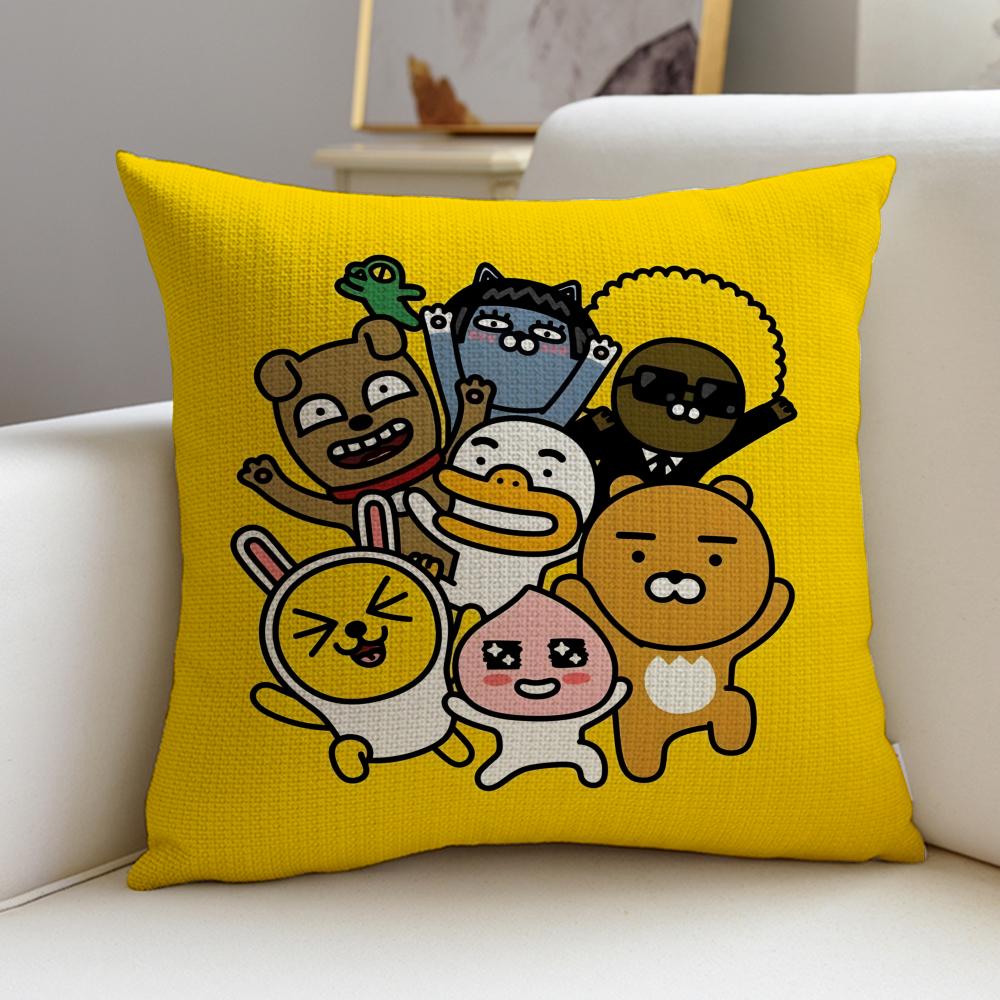 Popular KKakao FriendsS Cushion Cover Breathable and skinfriendly linen pillowcase square removable and washable cushion