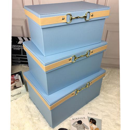 Luxury  Pu Leather Orange Storage Bins Colorful Storage Box  Organizer Containers Baskets with Cover Handles