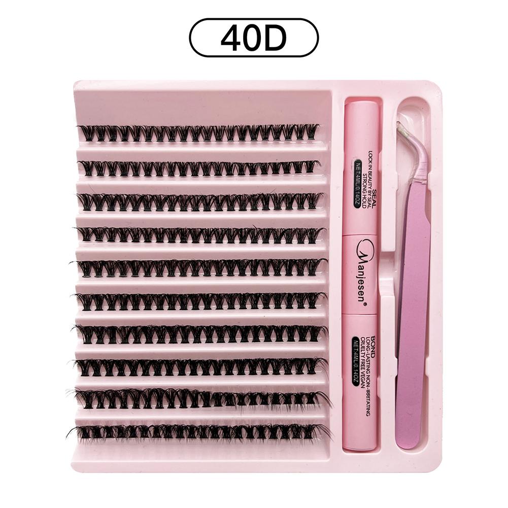 DIY Lashes Clusters Set Extensions Kit Fake Eyelashes Mix Lash Clusters with Lash Bond Seal and Lash Applicator Tool Makeup