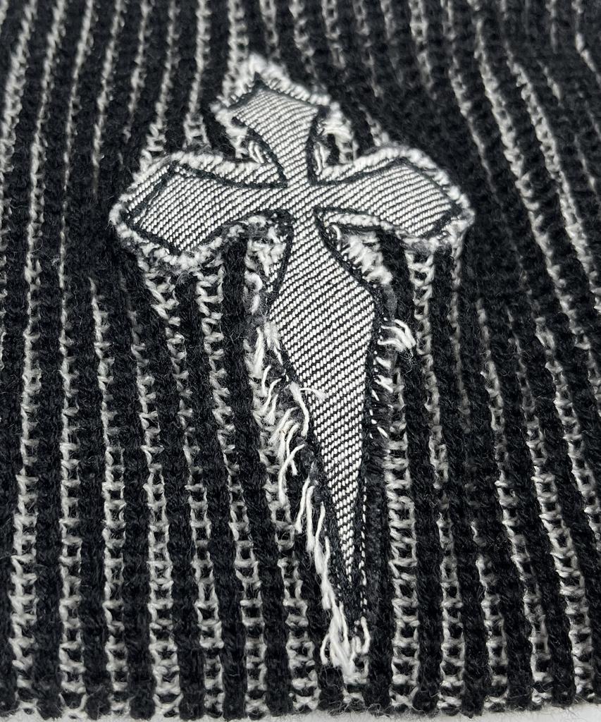 SK8ER ROCK Cross Two-Tone Beanie ((Black))