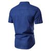 Baumwolle Leinen Herren Kragen Knopf Langarm Tops Sommer Grandad Shirt Bluse T-Shirt