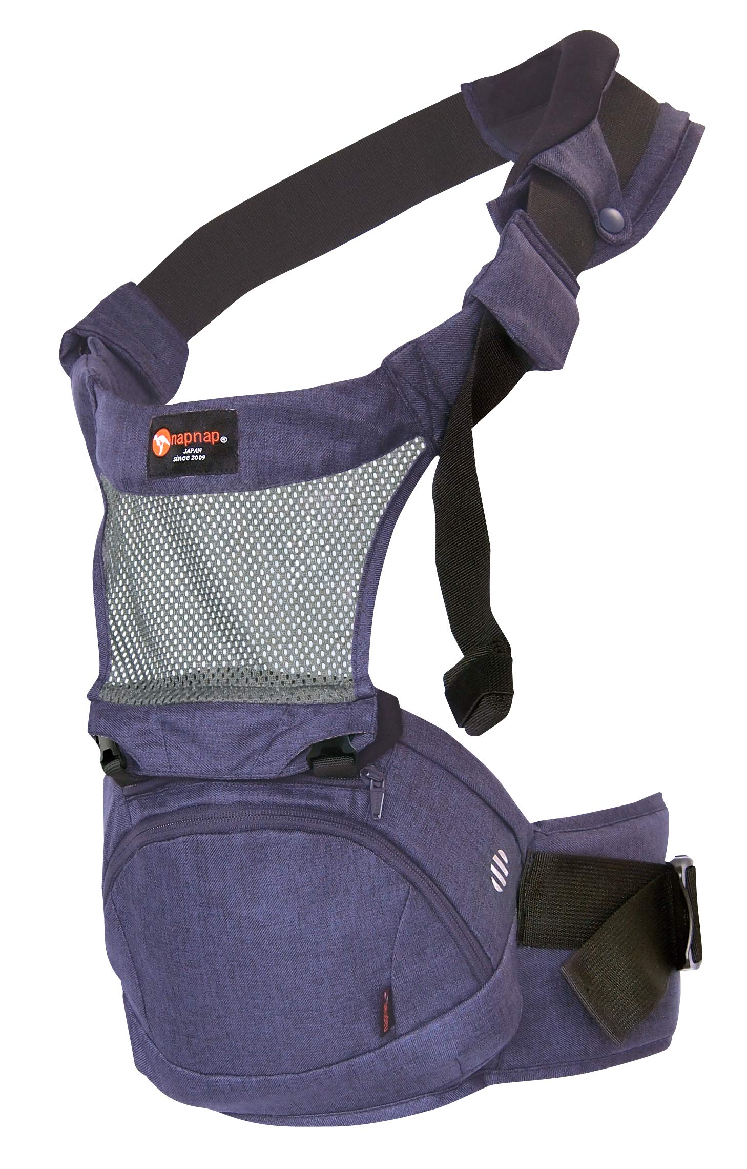 

napnap Tran Folding Hip 20kg Single Shoulder Perfect for Carrying and Heatstroke Breathable Baby Carrier (Ridged Denim) Seat, Capacity, Strap,