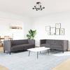 2 Piece Chesterfield Sofa Set Gray Faux Leather