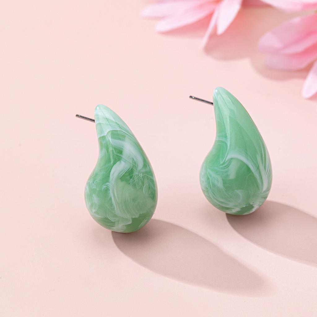 A Pair of Women's Earrings in the Shape of Colorful Water Drops, Made of Acrylic Material, Suitable for Everyday Wear and Vacation Wear
