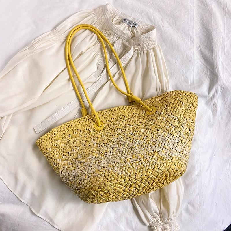 Handgemaakte Dames Handtassen grote Geweven Dames Schoudertas Zomer Riet Strandtassen Shopper Manden Boheemse Rotan Tote Bag
