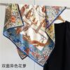 Heavy silk scarf women's spring new double-sided heterochrome flower dill 111cm large square scarf mulberry silk scarf shawl