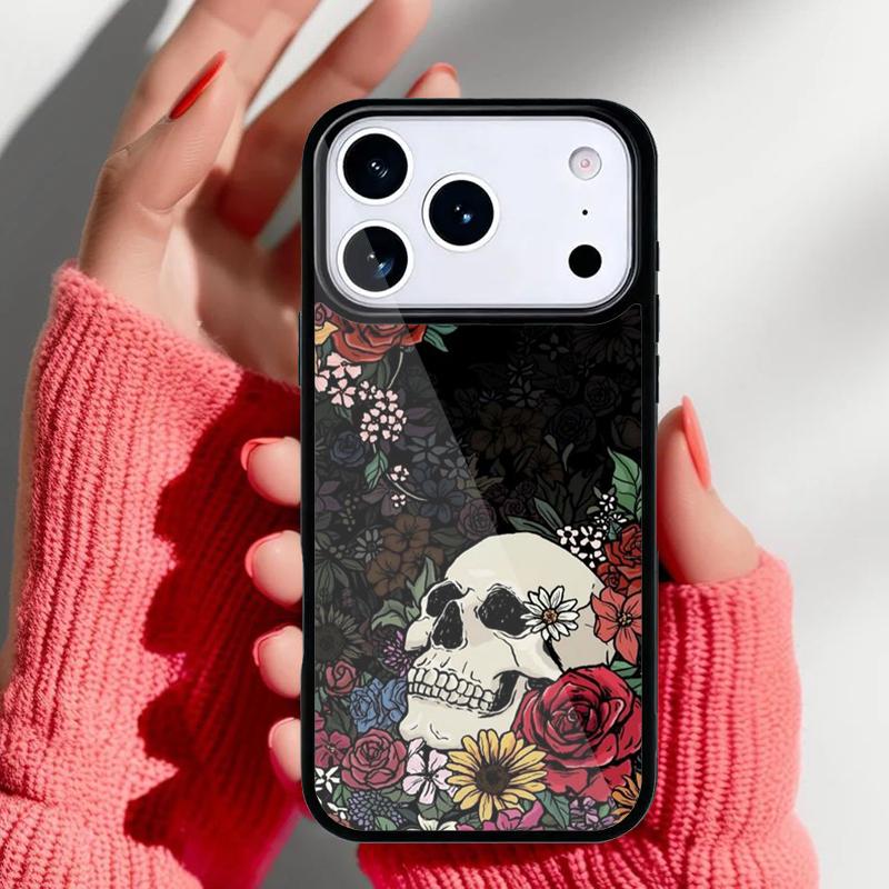Skull With Roses Phone Case for iPhone 17 Air 16e 15 14 13 Pro Max Back Cover for 12 11 Pro Coque
