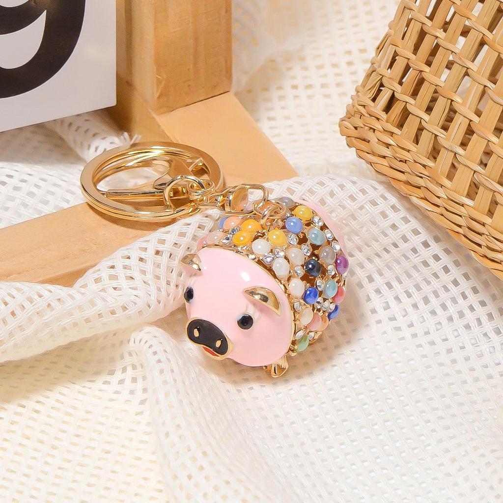 Colorful Rhinestone 3D Tiger Keychain and Metal Backpack Accessory