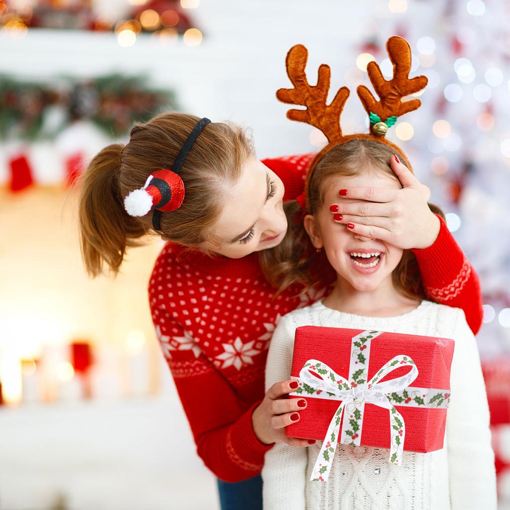 1 Roll Christmas Decorative Ribbon Premium Polyester Printing for Gift Wrapping Tree Decoration Xmas Ribbon Roll