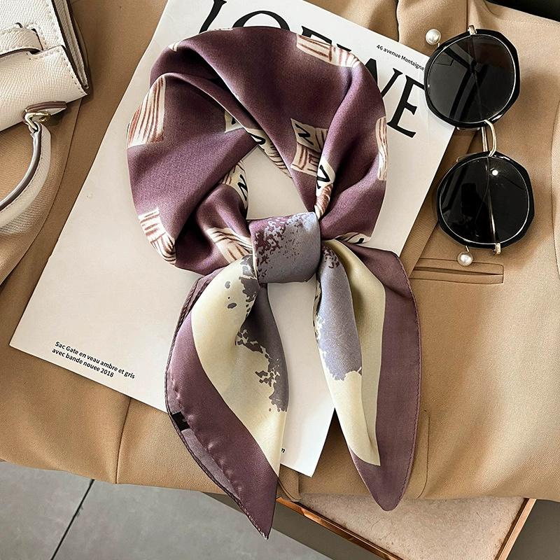 Luxury New Style Square Headscarf Women Sunscreen Beach Kerchief Popular The Four Seasons Scarves  Design 70X70CM Silk Hijab
