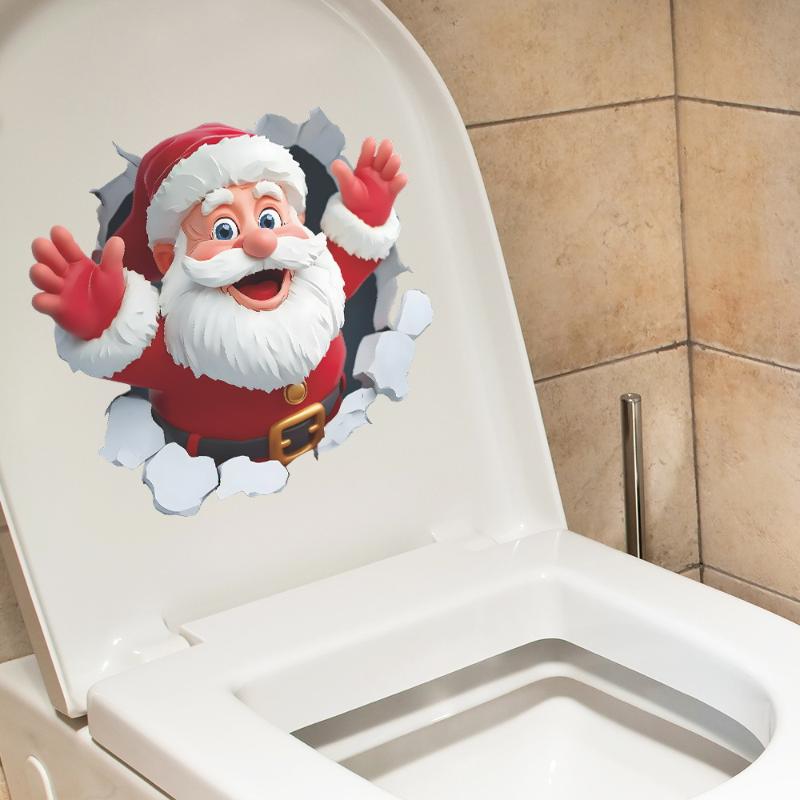 Christmas Snowman Toilet Sticker Merry Christmas Party Decoration Xmas Home Bathroom Decor Navidad Natal