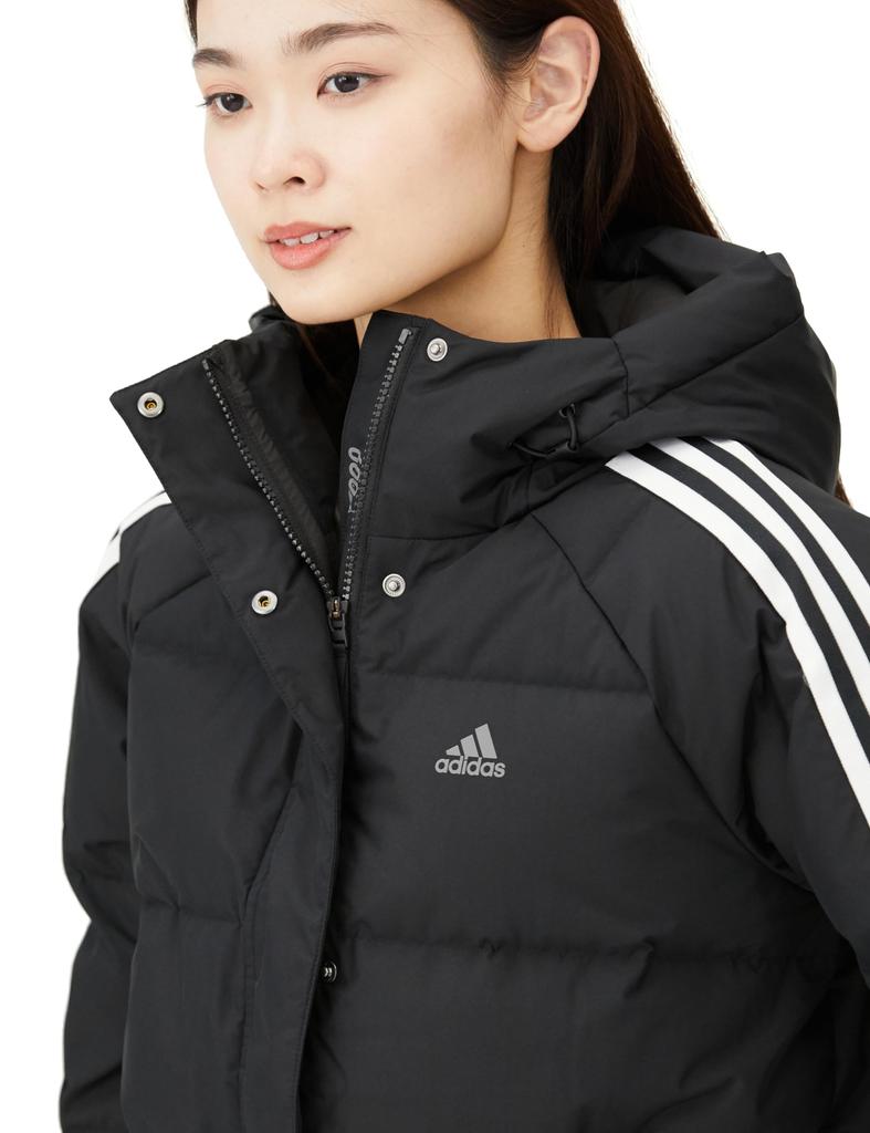 Adidas KOU12 Down Puffer Size Women's 3-Stripes Jacket, Black/White/Grey (IT8720), J/3XL