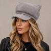 Adjustable Newsboy Cap Solid Color Octagonal Hat Casual Cat Ear Beret  Women