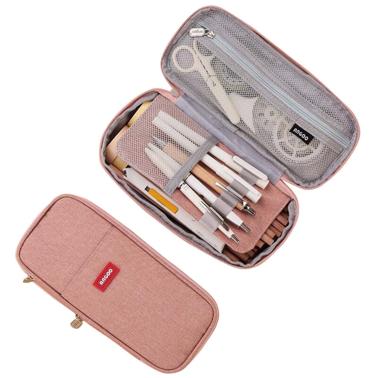 

Пенал большой емкости, сумка для хранения карандашей для студенток, девочек, взрослых, офисных школьных органайзеров One Size розовый