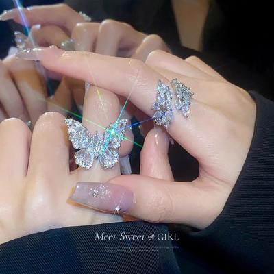 Maza nišas dizaina, moderna lapu atvēršanas gredzens, jauni personalizēti un izsmalcināti tauriņu gredzeni sievietēm