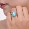 Arizona Turquoise & Swiss Blue Topaz Ring: 925 Sterling Silver Statement Ring