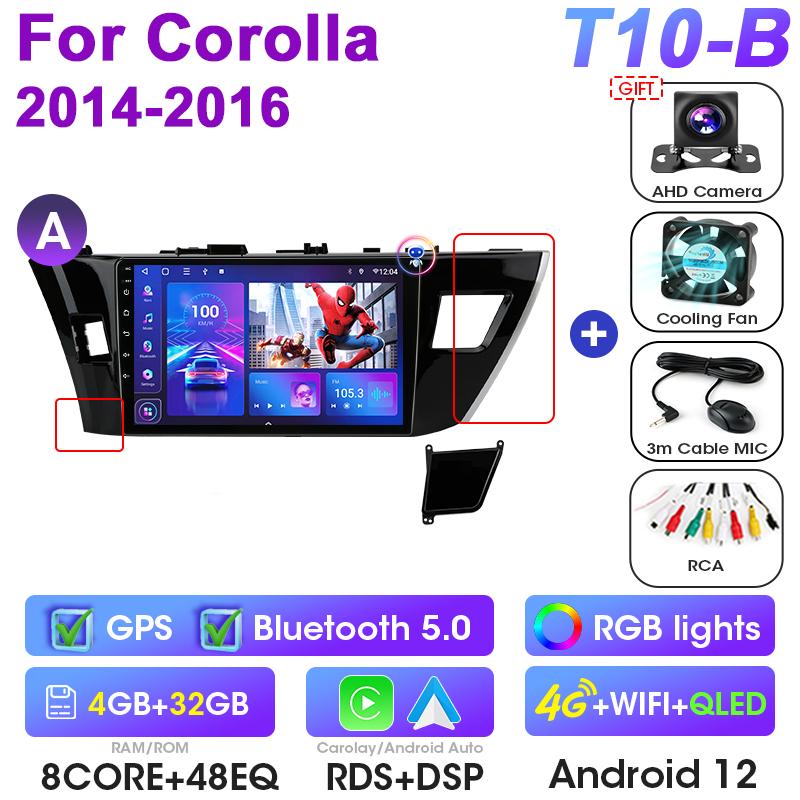 2 Din Android 12 Car Radio For Toyota Corolla Ralink 2013-2016 Multimedia Video Player GPS 4G Carplay Auto Stereo DVD Head Unit