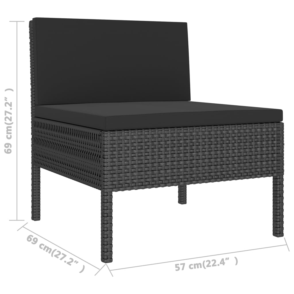 Vidaxl 5-Cz. Garden Lounge Set, Cushions, Black PE Rattan