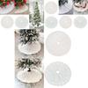Elegante Saia de Árvore de Natal de Pele Sintética Prata e Dourada com Desenho de Floco de Neve
