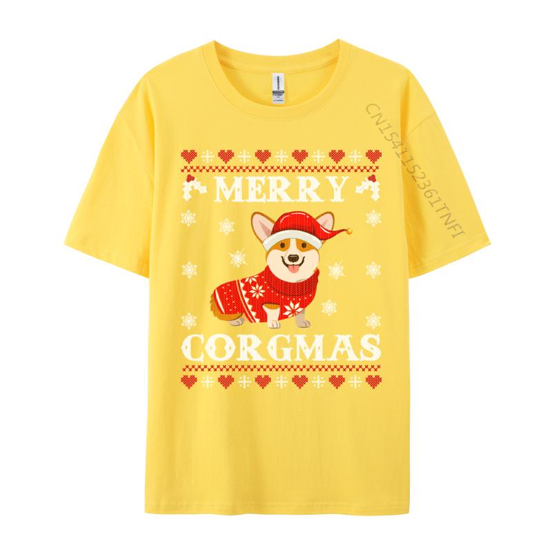 Corgi Dog Merry Corgmas Santa Corgi Ugly Christmas Sweater Cotton T-Shirt Leisure Tees Tops Clothes Camisas