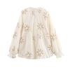 New Spring and Autumn Women's European-American Floral Embroidery Shirts