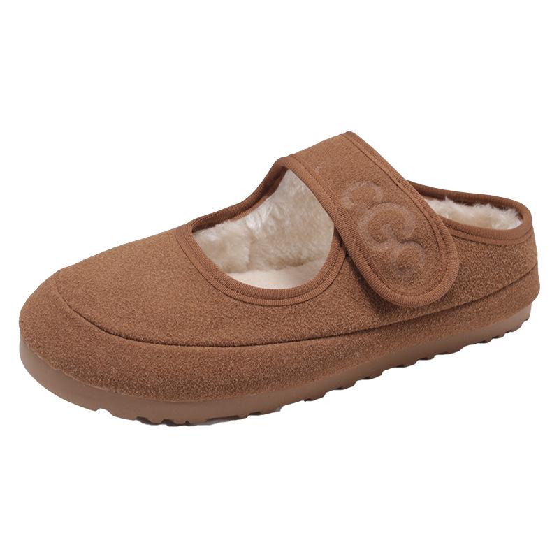 

Ретро сумка высокого класса голова пушистые тапочки женские 2025 осень и зима новые для улицы мягкая подошва плоская подошва полуподнос хлопковые тапочки 40 малиновый