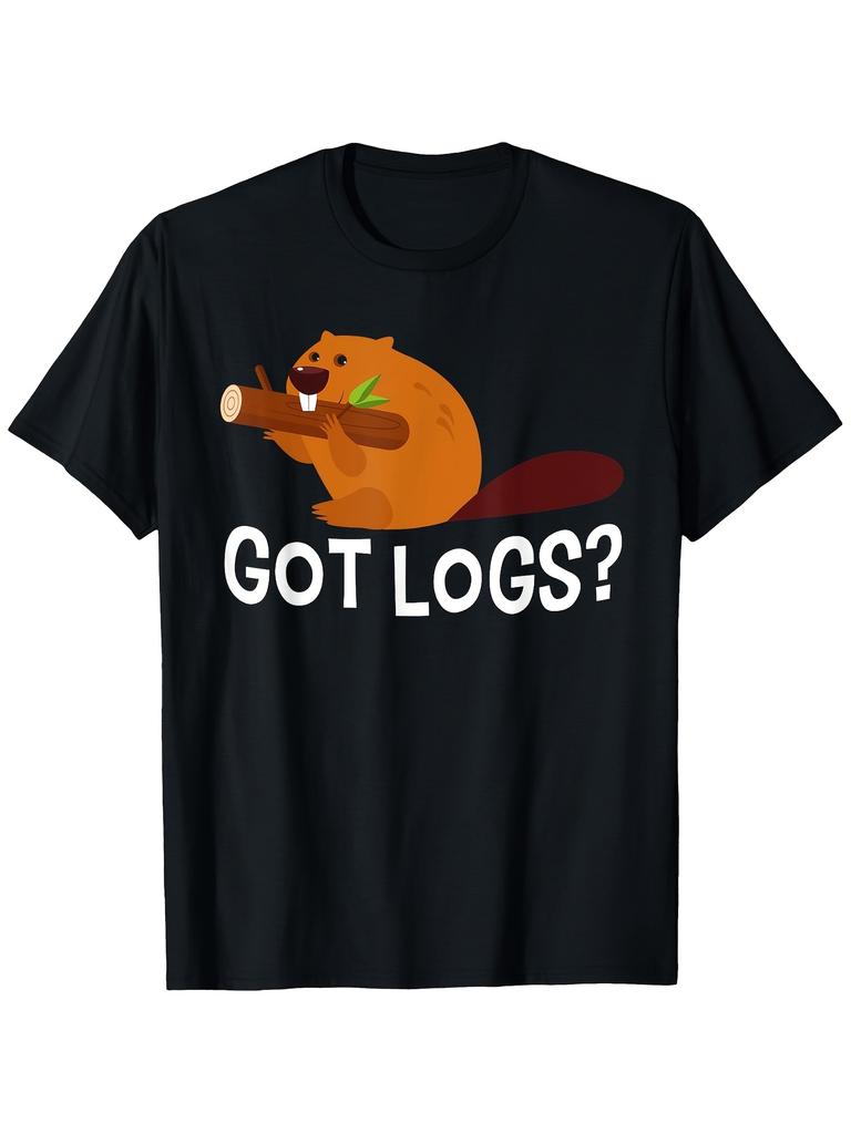 Unisex T-shirt Hiking Got Logs Woodworking T-Shirt Friends of Moms and Dads, Black, Crew Neck, Sports Style, Slight